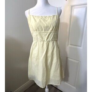 Mi Ami Francesca Women's Linen Cotton Lined Dress In Light Yellow Size XL Boho